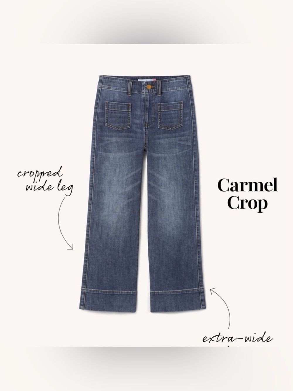 Cabi #6704 -Carmel Crop Wide-Leg Jeans